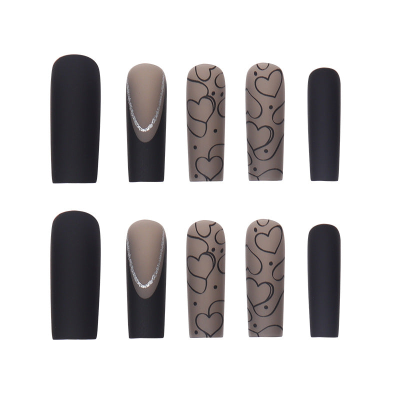 Wholesale Valentine's Day Black Matte Dark Color Long Wearable Manicure Patches